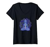 Mujer Yoga Meditación Zen-Yoga Mandala Reiki Cadena de chakras Camiseta Cuello V