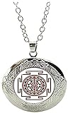 Sri Yantra Jewelery - Collar con medallón de geometría sagrada, mandala, arte budista, joyería fotográfica, regalo de cumpleaños, 20MM, Metal
