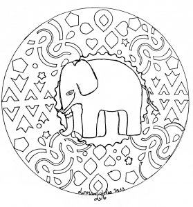 mandalas de animales para colorear fáciles elefante