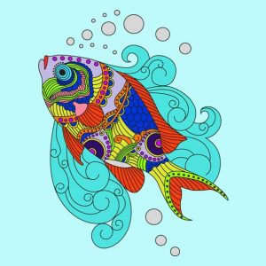 mandalas coloreados pez multicolor