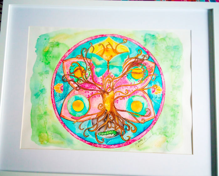 Mandala mariposa y árbol de l vida