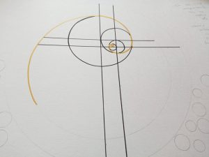 Mandala 3 Espiral y cruz con compás y regla